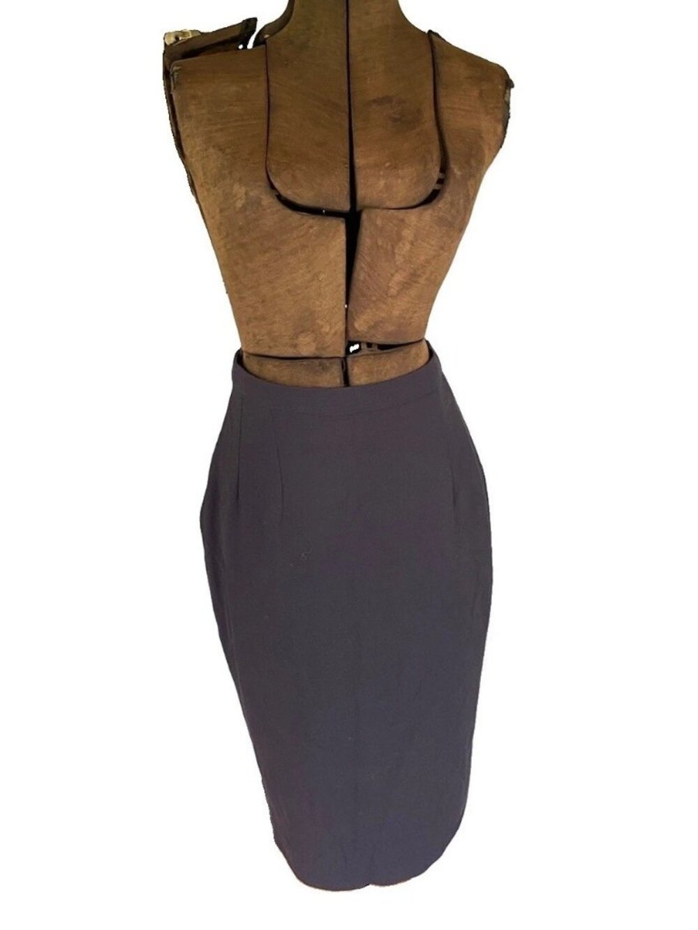 Vintage Pilar Rossi Pencil Skirt 12 Grey Wool Straight Secretary Charcoal
